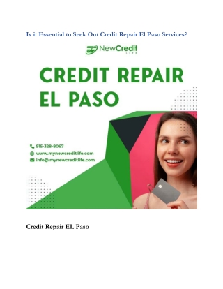Is it Essential to Seek Out Credit Repair El Paso Services