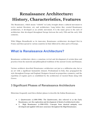 Renaissance Architecture: History, Characteristics, Features