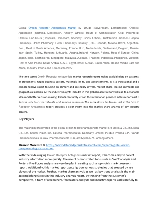 Orexin Receptor Antagonists Market