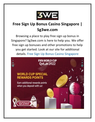 Free Sign Up Bonus Casino Singapore  Sg3we.com  3