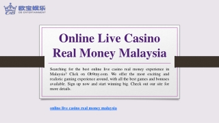 Online Live Casino Real Money Malaysia | Ob9my.com