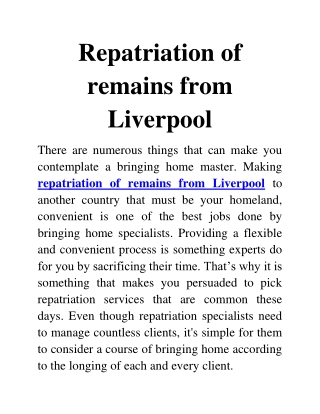 repatriation of remains from Liverpool