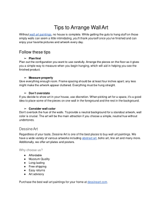 Tips To Arrange Wall Art- Dessinart