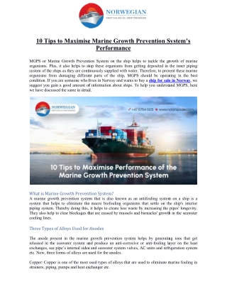 10 Tips to Maximise Marine Growth Prevention System’s Performance