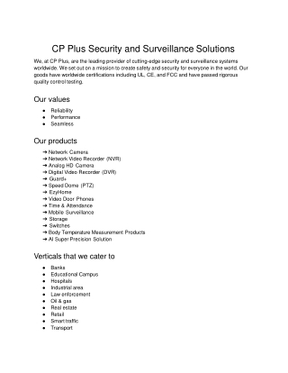 CP Plus Security and Surveillance Solutions