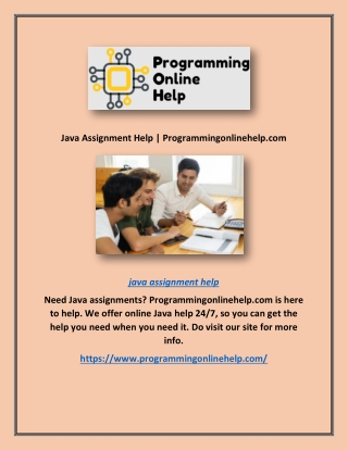 Java Assignment Help | Programmingonlinehelp.com