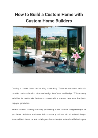 How To Build A Custom Home With Custom Home Builders