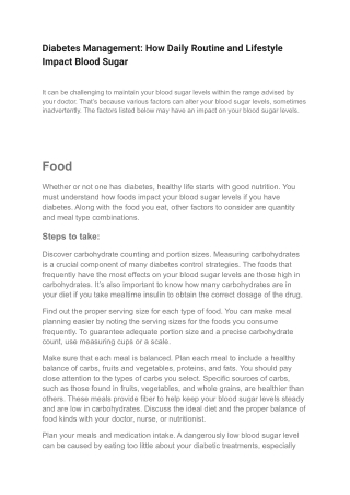 Diabetes Management_ How Daily Routine and Lifestyle Impact Blood Sugar