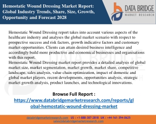 Hemostatic Wound Dressing Market – Industry Trends and Forecast to 2028
