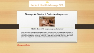 Massage In Marina | Perfecthealthspa.com