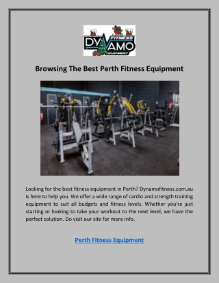 Browsing The Best Perth Fitness Equipment