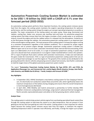 Automotive Powertrain Cooling System Market