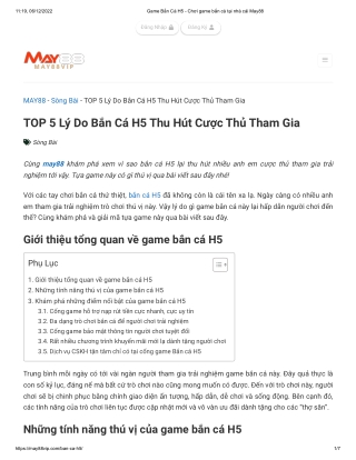 Game Bắn Cá H5 - Chơi game bắn cá tại nhà cái May88