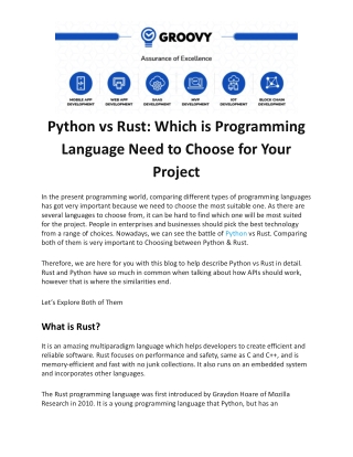 Python vs Rust: Which is Programming Language Need to Choose for Your Project