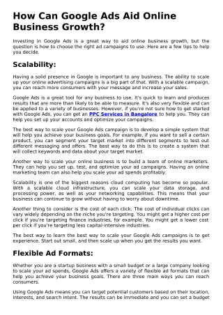 How can Google Ads aid Online Business Growth.