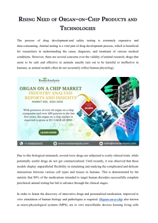 Organ-on-Chip Market, 2022-2035: Focus on Products and Technologies