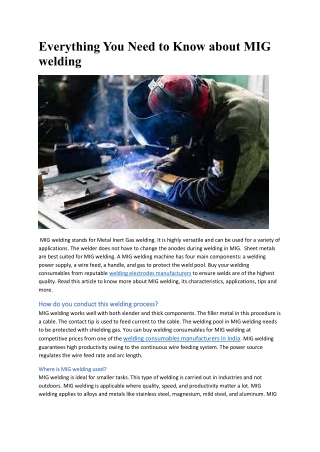 Everything You Need to Know about MIG welding