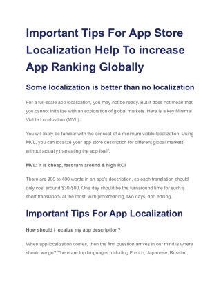 Important Tips For App Store Localization Help To increase App Ranking Globally