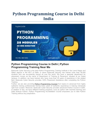 Python Programming Course in Delhi