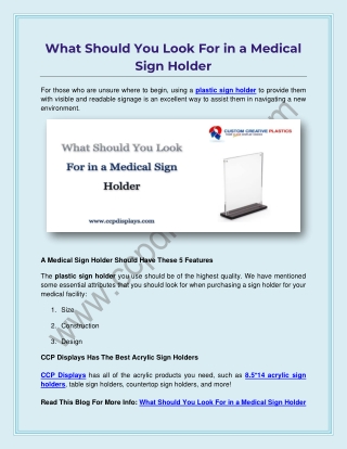 What Should You Look For in a Medical Sign Holder