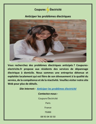 Anticiper les problèmes électriques