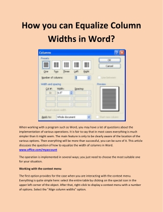 How you can Equalize Column Widths in Word?