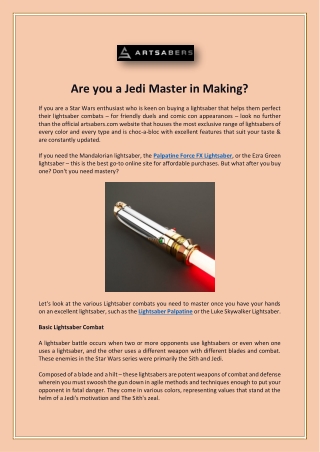 Are you a Jedi Master in Making?