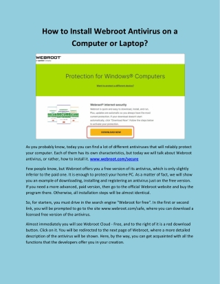 How to Install Webroot Antivirus on a Computer or Laptop