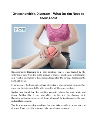 Osteochondritis Dissecans - What Do You Need to Know About.docx