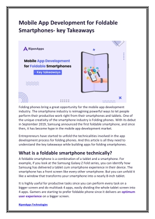 Mobile App Development for Foldable Smartphones- key Takeaways