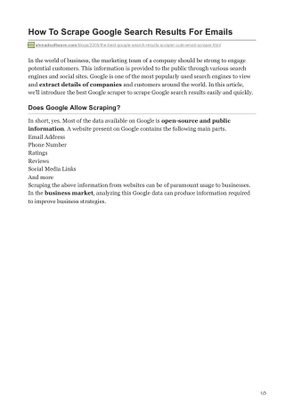 1How To Scrape Google Search Results For Emails