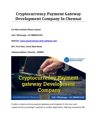 Cryptocurrency Payment Gateway Development Company In Chennai