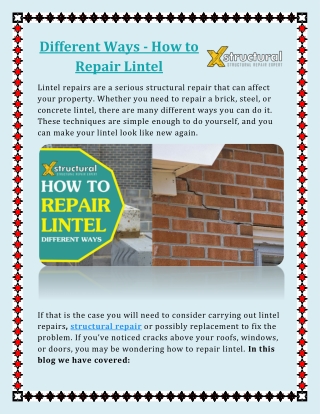 Different Ways - How to Repair Lintel