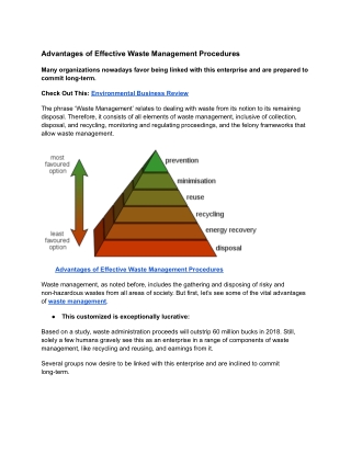 Advantages of Effective Waste Management Procedures
