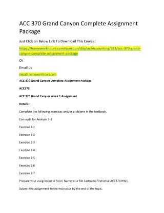 ACC 370 Grand Canyon Complete Assignment Package