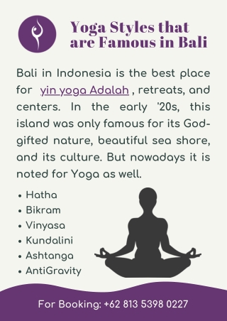 Yoga Styles that are Famous in Bali
