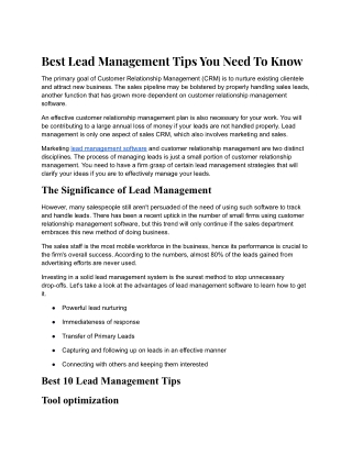 Best lead management tips you need to know.