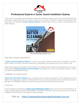Gutter and roof repairs Sydney