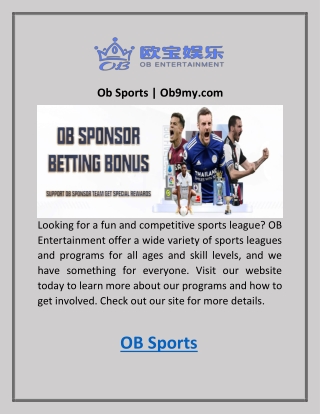 Ob Sports | Ob9my.com