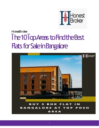 The 10 top areas to find the best Flats for Sale in Bangalore