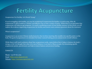 Fertility Acupuncture