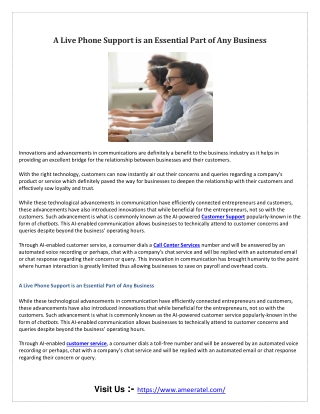 A Live Phone Support is an Essential Part of Any Business