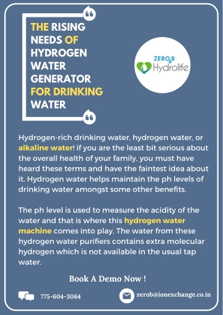 The Rising Needs Of Hydrogen Water Generator for Drinking Water