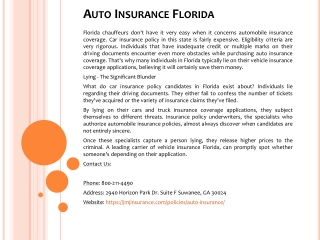 Auto Insurance Florida