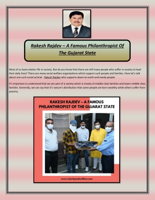 Rakesh Rajdev – A Famous Philanthropist Of The Gujarat State