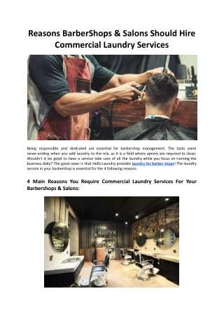 Reasons BarberShops & Salons Should Hire Commercial Laundry Services - Hello Lau