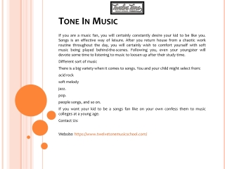 Tone In Music