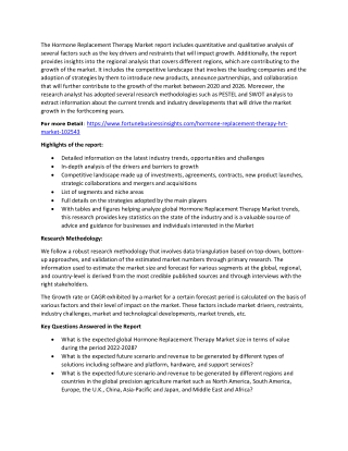 The Hormone Replacement Therapy Market
