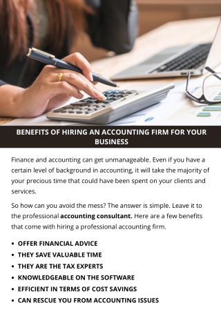 BENEFITS OF HIRING AN ACCOUNTING FIRM FOR YOUR BUSINESS