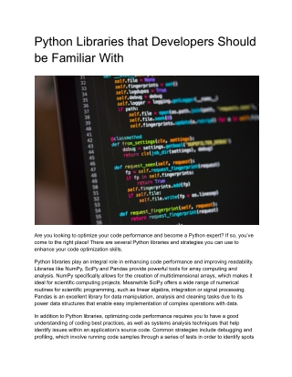Python Libraries that Developers Should be Familiar With
